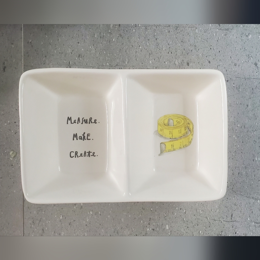 Rae Dunn White and Yellow Divided Dish